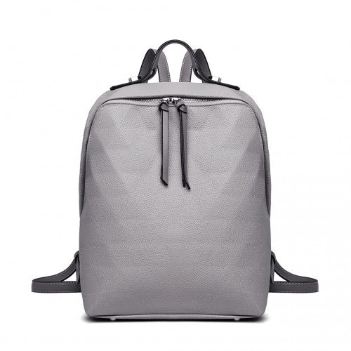 LG1904-MISS LULU PRISMUSMUSTER LEDER LOOK RUCKSACK GRAU