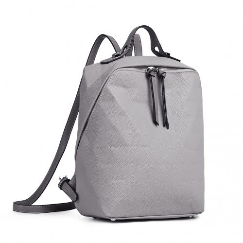 LG1904-MISS LULU PRISM PATTERN LEATHER LOOK BACKPACK GREY