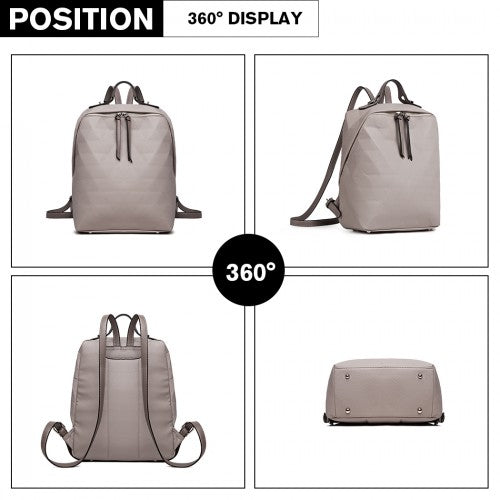 LG1904-MISS LULU PRISM PATTERN LEATHER LOOK BACKPACK GREY
