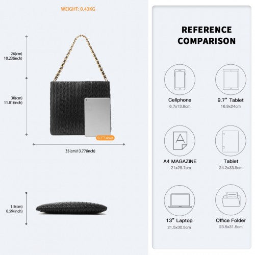 Miss Lulu Anspruchsvoll Geprägte PU-Leder Pendler Umhängetasche Mit Kettenriemen