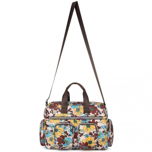 Kono Große Kapazität Reisetasche mit mehreren Reißverschlusstaschen und Blumendruck Perfekt für den täglichen Gebrauch