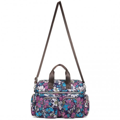 Kono Große Kapazität Reisetasche mit mehreren Reißverschlusstaschen und Blumendruck Perfekt für den täglichen Gebrauch