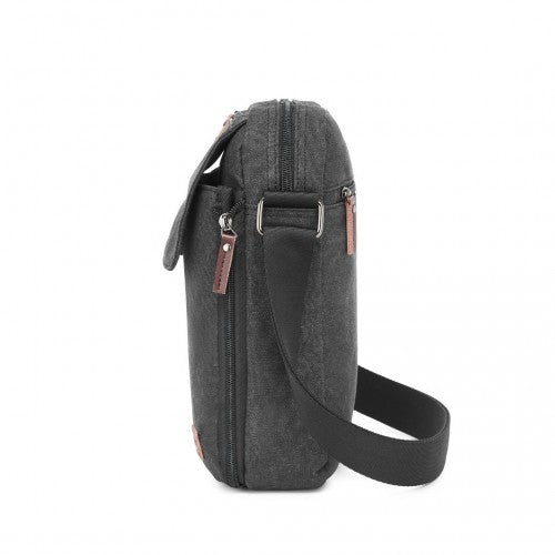 Kono Leinen-Quertasche/Schultertasche - Messenger-Tasche mit mehreren Taschen, verstellbarer Trageleine und Organisationsfeld vorne