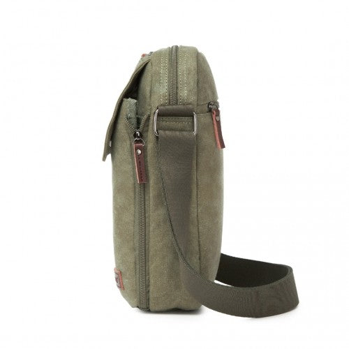 Kono Leinen-Quertasche/Schultertasche - Messenger-Tasche mit mehreren Taschen, verstellbarer Trageleine und Organisationsfeld vorne