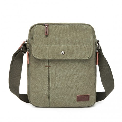 Kono Leinen-Quertasche/Schultertasche - Messenger-Tasche mit mehreren Taschen, verstellbarer Trageleine und Organisationsfeld vorne