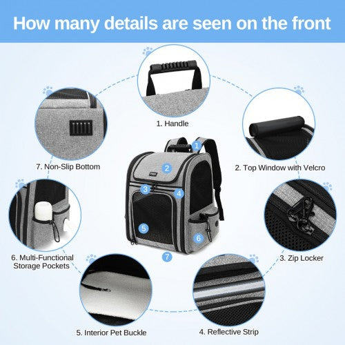 Dogat Ausbaufähig Und Zusammenklappbar Haustier-Rucksacktrage mit Belüftete Mesh-Fenster Bequemes & sicheres Design
