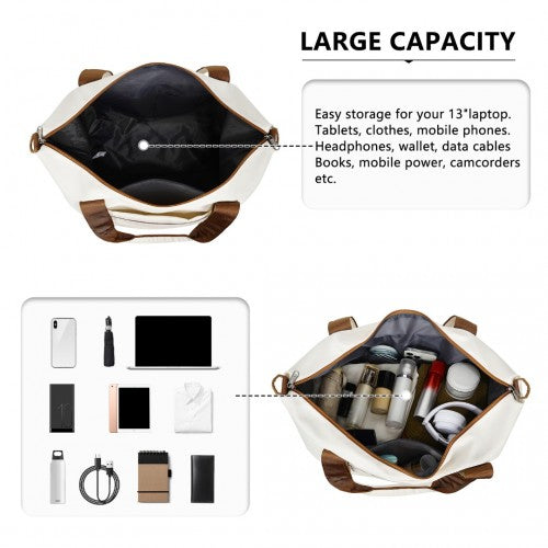 TVK2420 - Kono Leichter Wasserdichter Weekender-Tasche, Faltbare Kabinen-Flugtasche Ideal für Unter-Sitz Handgepäck - Beige und Braun