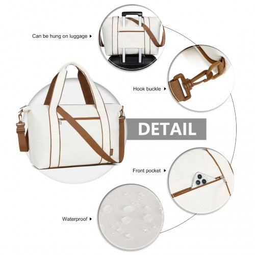 TVK2420 - Kono Leichter Wasserdichter Weekender-Tasche, Faltbare Kabinen-Flugtasche Ideal für Unter-Sitz Handgepäck - Beige und Braun