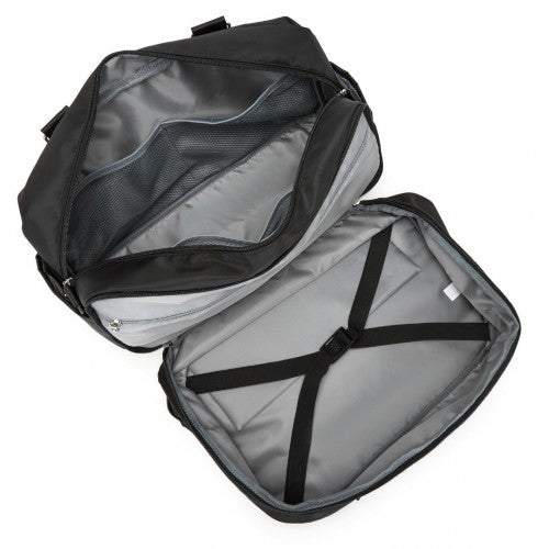 TVK2430 - Kono Multifunktionaler Reisebeutel, großer Shopper und Koffertasche mit erweiterbarem Fach und Nass/Trocken - Tasche - Schwarz