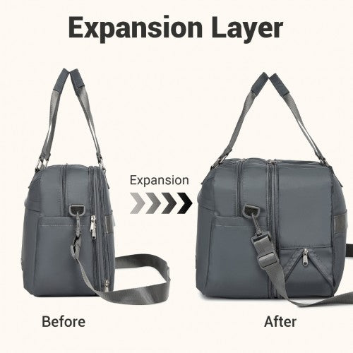 TVK2430 - Kono Multifunktionaler Reisebeutel, großer Shopper und Koffertasche mit erweiterbarem Fach und Nass/Trocken - Tasche - Grau