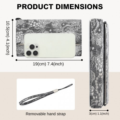 Miss Lulu Elegant Frauen Langes Portemonnaie mit Abnehmbarem Handgelenkriemen und Multi-Karten-Organizer