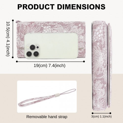 Miss Lulu Elegant Frauen Langes Portemonnaie mit Abnehmbarem Handgelenkriemen und Multi-Karten-Organizer